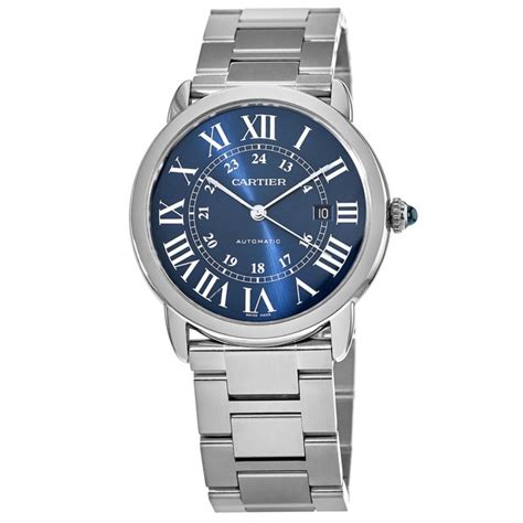Cartier Ronde Solo Automatic Blue Dial Stainless Steel Mens Watch Wsrn0023