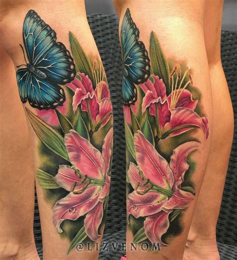 Amazing Lily Butterfly Flower Tattoo Liz Venom By LizVenom On