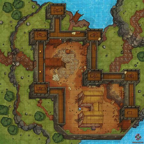Fortress Forest Path Battle Map 35x35 Rroll20