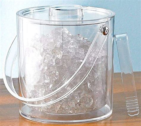 Tropix Ice Bucket With Tongs And Lid 3 Quart Clear Acrylic Bar
