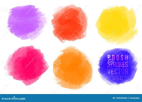 Vector Set Of Hand Drawn Watercolor Circles For Backdrops Colorful
