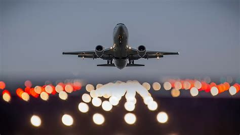 Hd Wallpaper Aircraft Takeoff Lights Wallpaper Flare