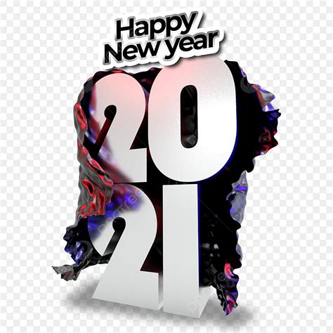 2021 In 3d Transparent Png Happy New Year 2021 With 3d Covered Metalic
