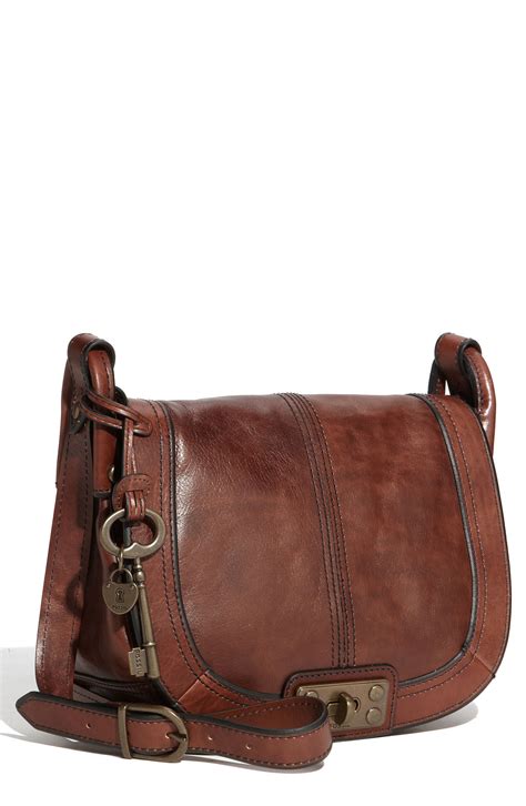 Fossil Brown Leather Crossbody Bag Lyst