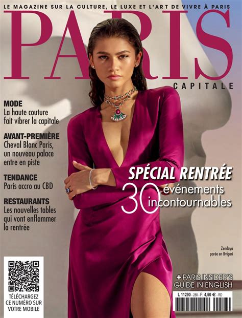 zendaya on the cover of paris capitale magazine septembre 2021 in 2023 fashion magazine cover