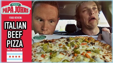 papa john s chicago exclusive italian beef pizza food review season 4 episode 14 youtube