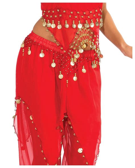oriental belly dance costume in red with coins horror