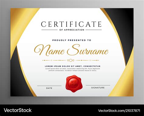 Premium Certificate Of Appreciation Template Vector Image