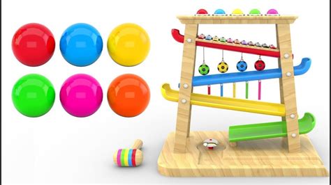Learn Colors With Wooden Hammer Marble Balls Educational Toys Youtube