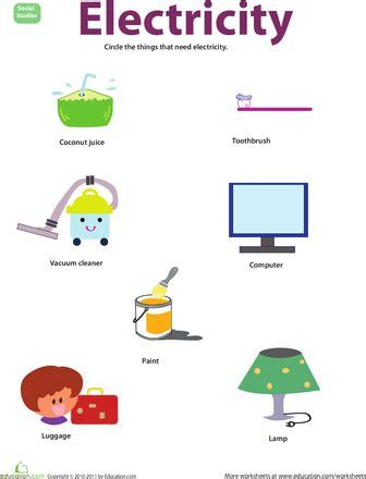 Things that Use Electricity | Worksheet | Education.com | Electricity lessons, Electricity ...