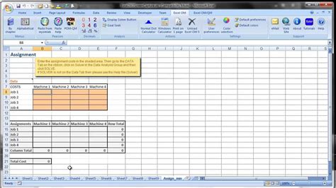 When you save a model, enter the reference for the first cell of a vertical range of empty cells in which you want to place the problem model. Excel OM/QM Tutorials: Using Excel's Solver - YouTube