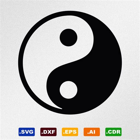 Yin Yang Symbol Svg Dxf Eps Ai Cdr Vector Files For Etsy Uk