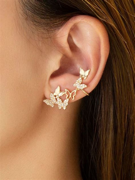 rhinestone butterfly ear cuff ear cuff jewelry ear cuff earings ear jewelry
