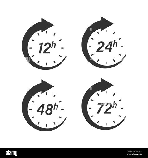 12 24 48 And 72 Hours Clock Icon In Flat Style Timer Countdown