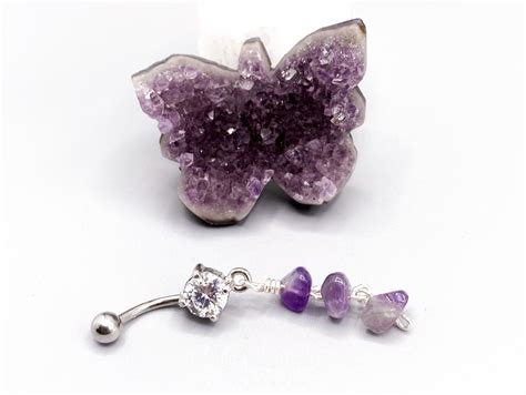 Amethyst Belly Button Ring Belly Ring Body Jewelry Etsy