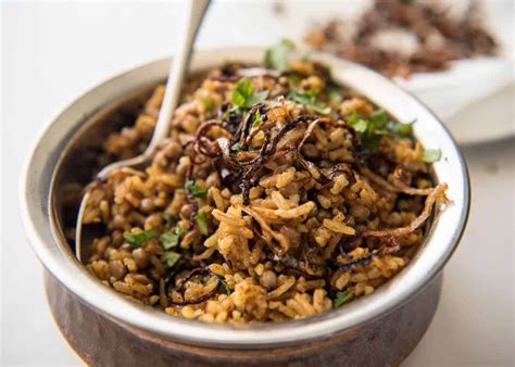 A flavour packed dish of long grain basmati rice. Middle Eastern Spiced Lentil and Rice (Mejadra ...