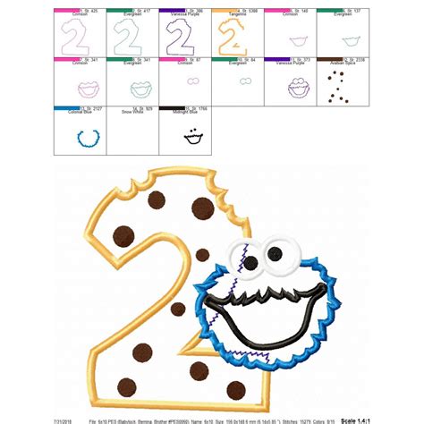 Cookie Monster Birthdays Set 1 9 Applique Designs