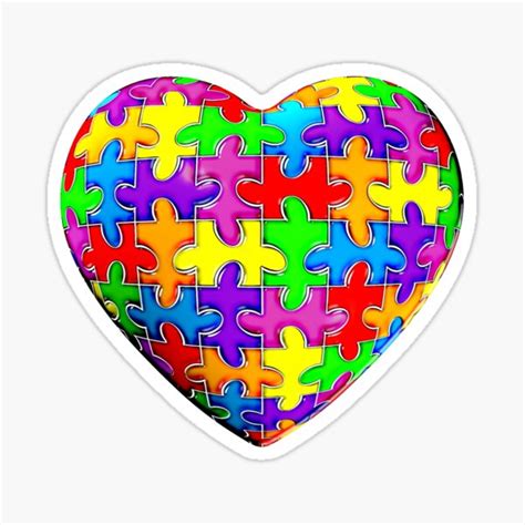 Autism Awareness Puzzle Heart Sticker For Sale By Bmgdesigns Redbubble