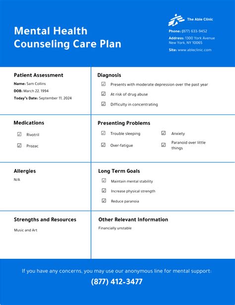 Counseling Treatment Plan Template Venngage