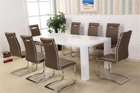 By harper & bright designs (8) $ 529 77 /set $ 625.99. White high gloss 180cm dining table & 8 brown chairs - Homegenies