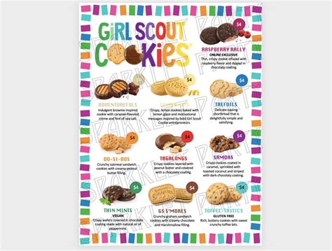 LBB Girl Scout Cookie Booth Menu Price Sheet Printable Babe Etsy