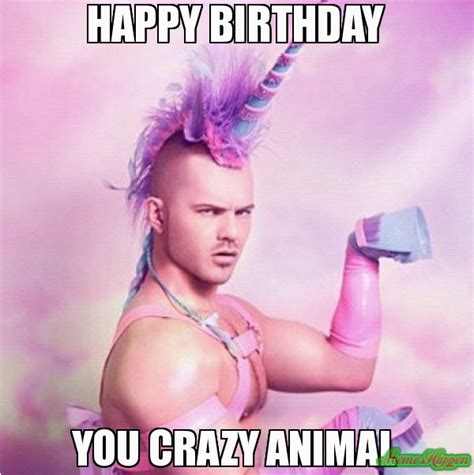 crazy happy birthday memes happy birthday sandra meme unicorn man 79324 memeshappen birthdaybuzz