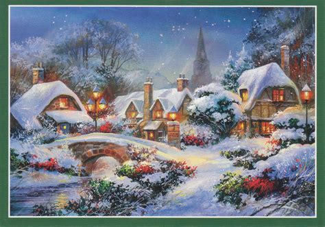 Vintage Christmas Village Snowy Houses Postcards By Maxandcopost