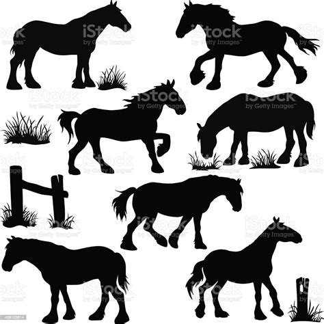Clydesdale Horse Silhouettes Stock Illustration Download Image Now