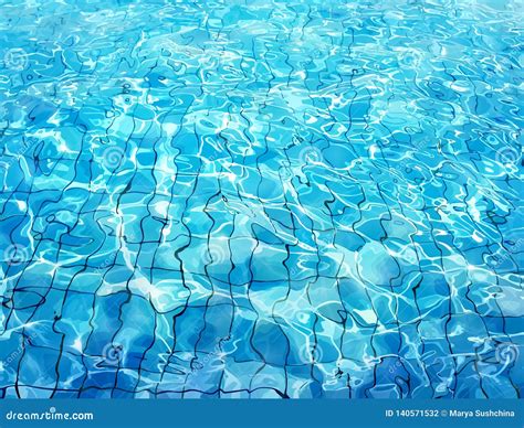 Swimming Pool Bottom Caustics Ripple And Flow With Waves Background Summer Background Stock