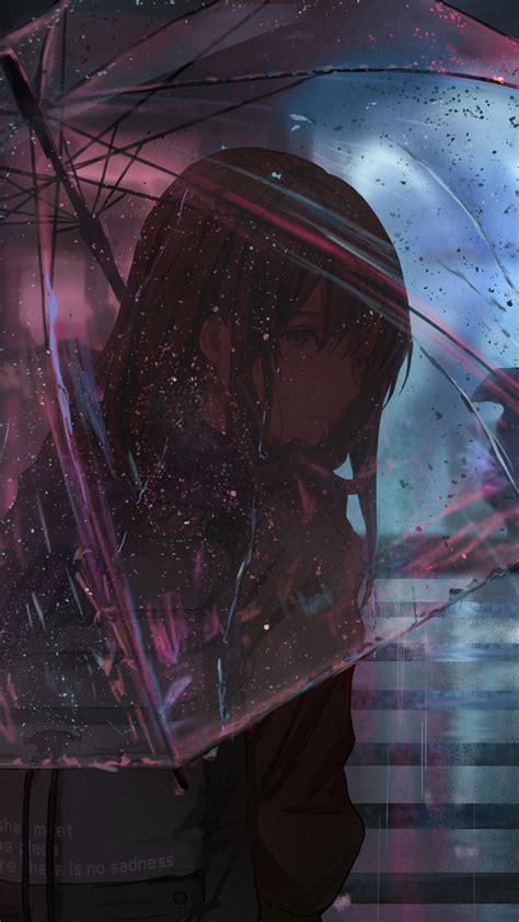 1080x1920 Anime Girl In Rain With Umbrella 4k Iphone 76s6 Plus Pixel