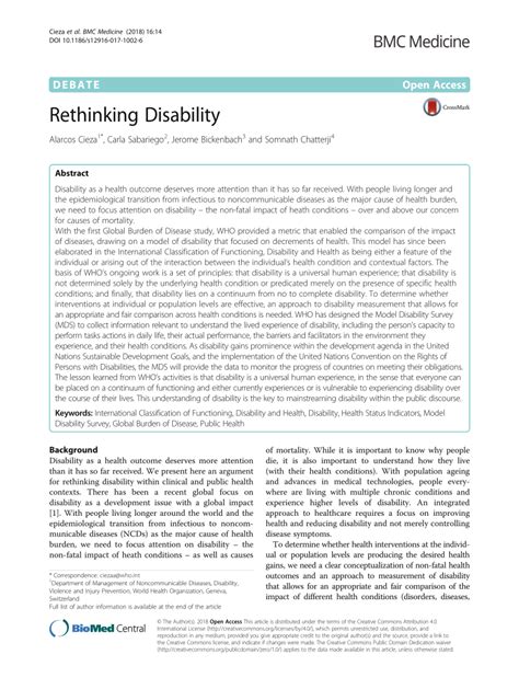 Pdf Rethinking Disability