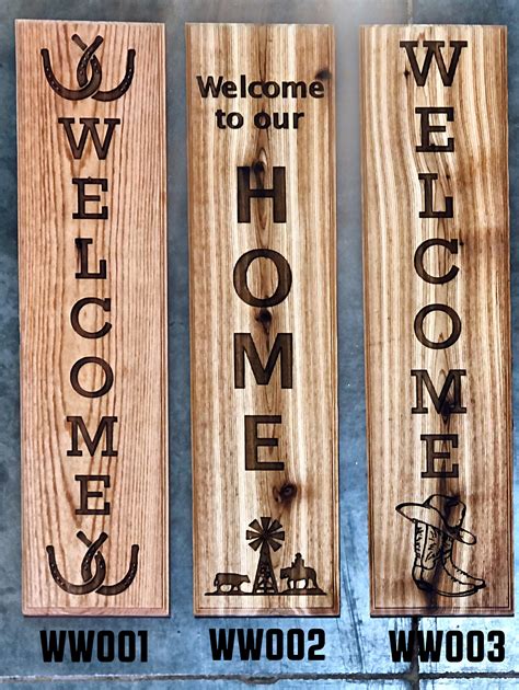Vertical Wooden Cnc Carved Welcome Sign Etsy