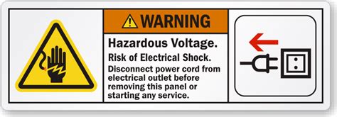 Warning Hazardous Voltage Risk Of Electrical Shock Label Sku Lb 2392