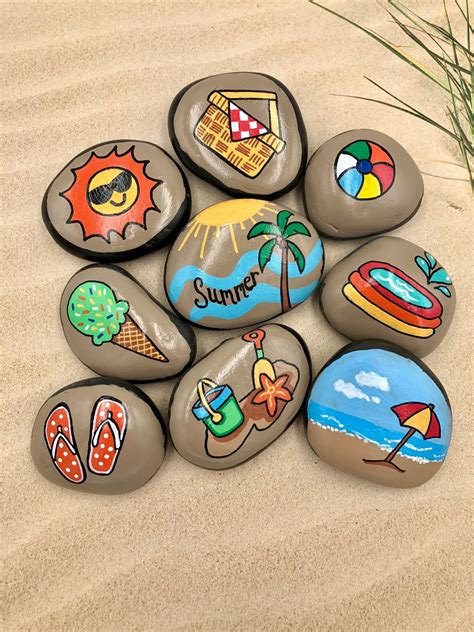 Beach easy summer painting ideas. Summer Story Stones, Summertime Story Starters, Beach Time ...