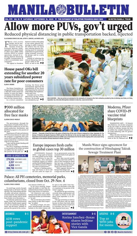 Manila Bulletin September 19 2020 Newspaper Get Your Digital