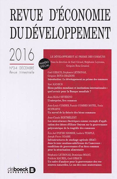 Livre Le Développement Au Prisme Des Communs Revue Déconomie Du