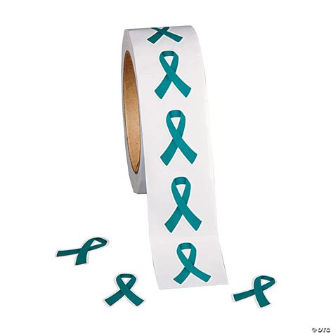 Bulk Teal Ribbon Awareness Sticker Roll 500 Pc Oriental Trading