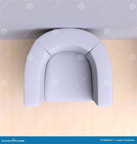 Circle Armchair In Corner Of The Room Top View Stock Illustration
