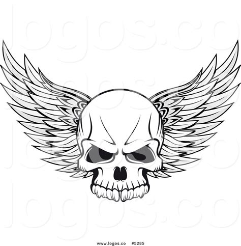 Royalty Free Vector Of A Logo Of A Winged Skull In Black