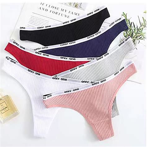 Women Panties Multiple Pieces Cotton Tight Thong Sexy Solid Color