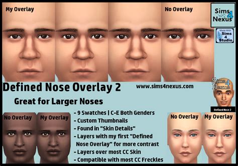 Defined Nose Overlay 2 Original Content Sims 4 Nexus