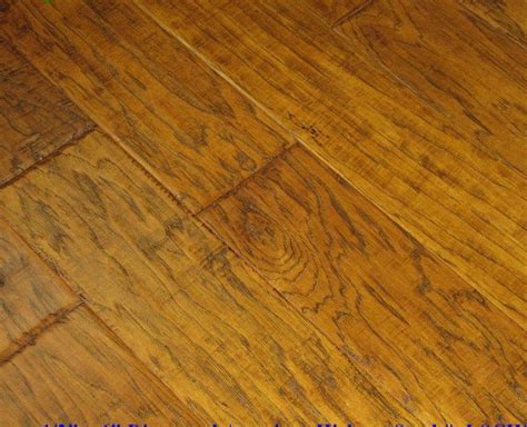 Engineered Distressed Hand Scraped Hickory Caramel Hardwood Floor