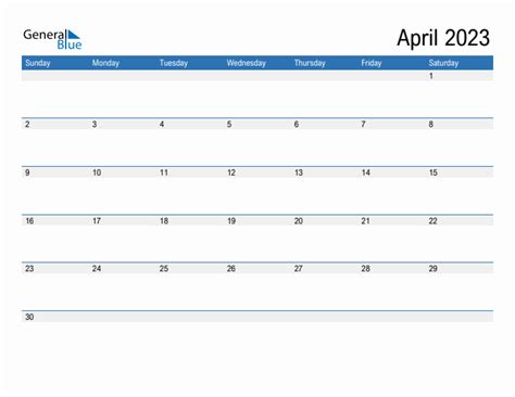 April 2023 Monthly Calendar Pdf Word Excel