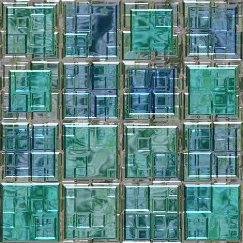 Blue Green Colored Glass Square Mosaic Pattern Texture Seamless