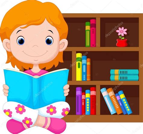 Ilustración Vectorial De Una Niña Leyendo Un Libro Girl Reading Book