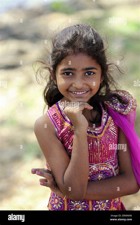 Indian Girl Smiling South India Stock Photo Alamy