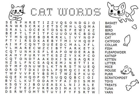 Cat Word Search Free K5 Worksheets Cool Words Coloring Pages For