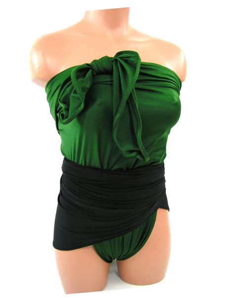 Extra Large Bathing Suit Wrap Around Swimsuit Hunter Green And Black P