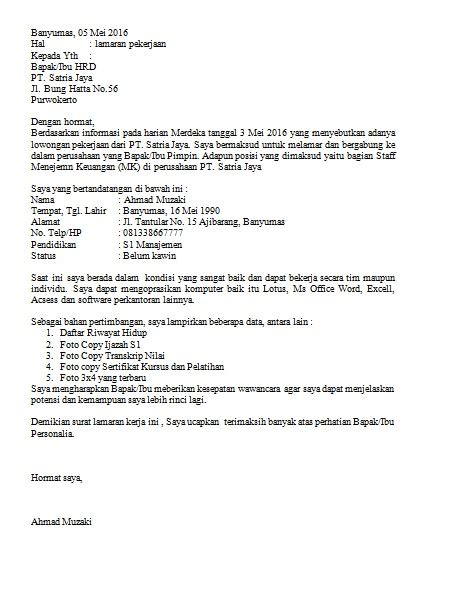 Persyaratan lamaran kerja di pt imip. CONTOH SURAT LAMARAN KERJA BAIK DAN BENAR FULL | AYO ...