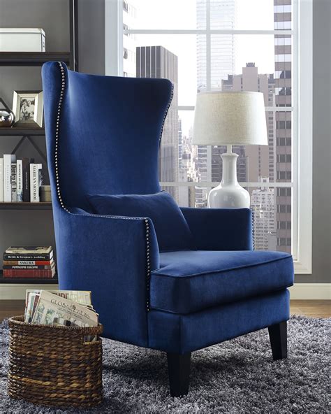 Tov Furniture Bristol Blue Tall Chair Blue Accent Chairs High Back